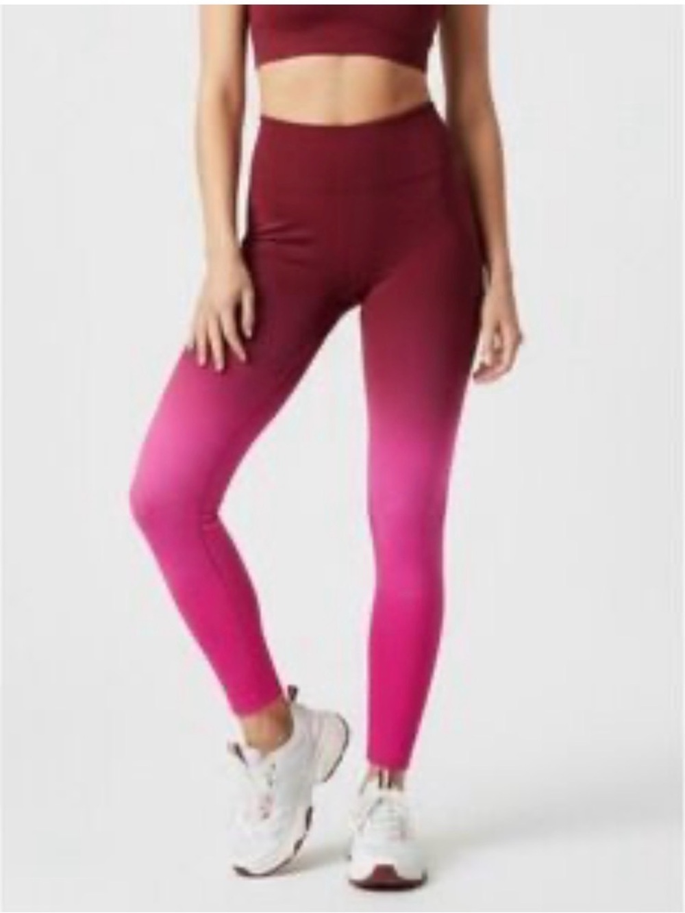PINK Victoria's Secret Ombre High-Waist Leggings in Burgundy and Hot Pink